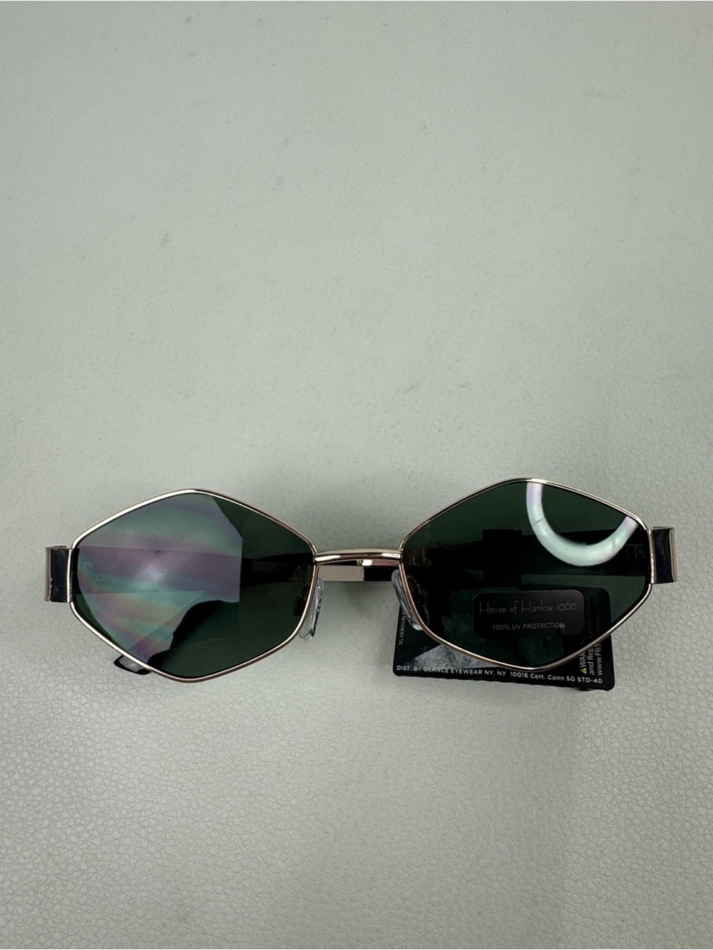 House of Harlow 1960 Geometric gold Frame Sunglasses Dark Lens UV protection NEW
